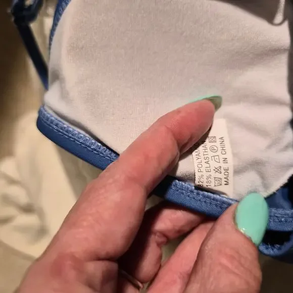 Bikini Bundle (2 Sets) CUPSHE Teal Striped Bikini & Unknown Blue Ruffle - Small - Picture 9 of 10